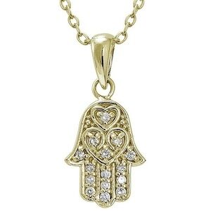 Giani Bernini 16” Necklace - CZ Hamsa Pendant in 18k Gold Over Sterling Silver